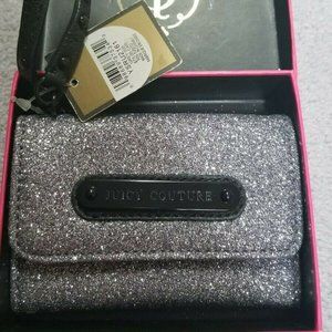Juicy Couture fashion glittery purple trifold card case holder